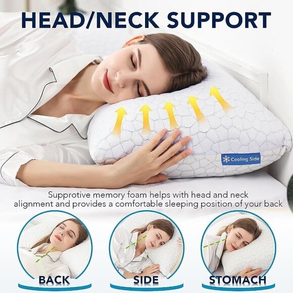 Cooling Bed Pillows for Sleeping Shredded Memory Foam Pillows (Pack of 1) - Picture 3 of 9